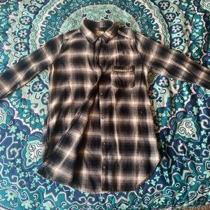 Women’s Holister Long Sleeve Flannel size S, tan flannel, condition GOOD
